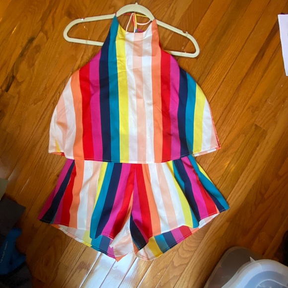 Rainbow Shorts Halter Romper NWOT - Picture 9 of 11